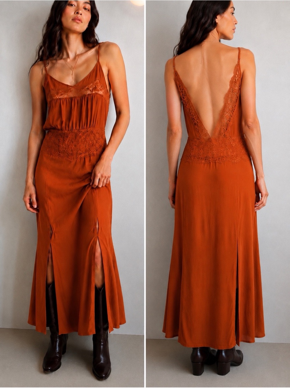 NWOT NÜ Denmark Lace Slip Maxi Dress | Scandinavian Boutique BohoOpen Back Dress